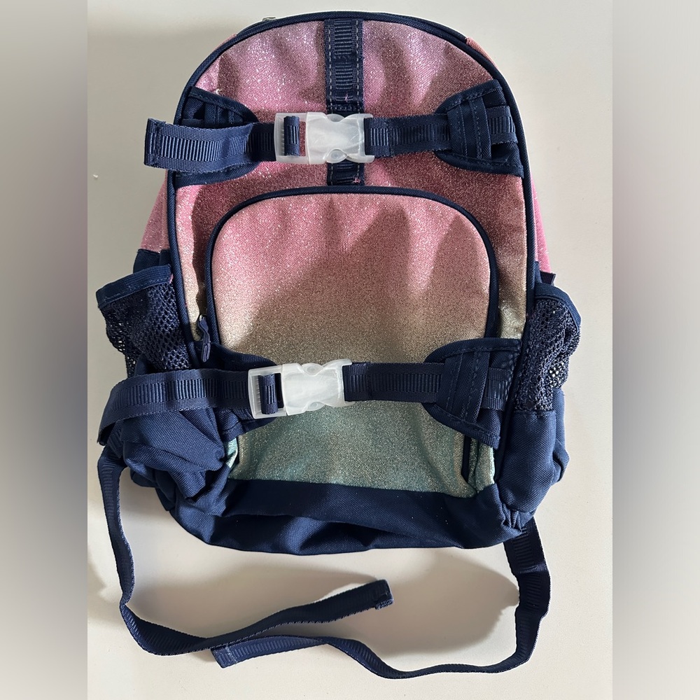 Pottery Barn Kids Pink Glitter Ombre Backpack with Navy Trim